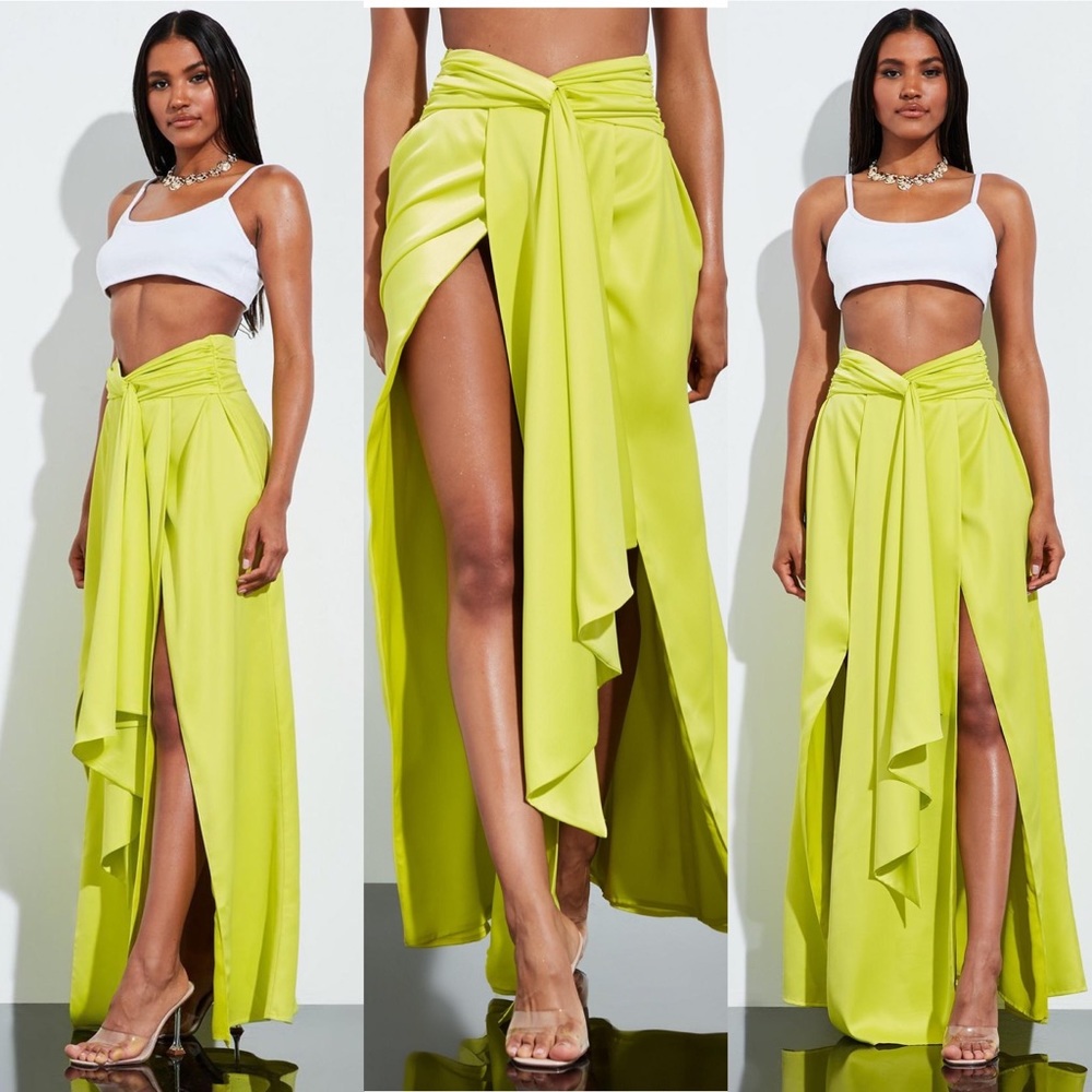 Satin Split Leg Hi-Waist Maxi Skirt | Peace + Love